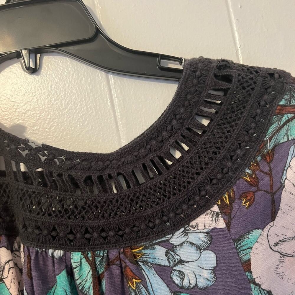Anthropologie meadow rue boho knit crochet neck Flowy floral blouse size medium - Picture 3 of 7